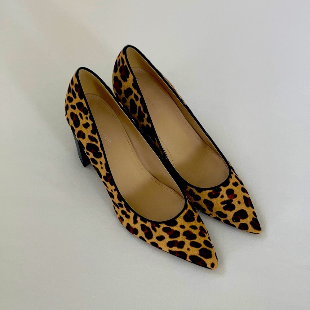 Medium Natural Leopard Pony Fur Pointed-Toe Pumps